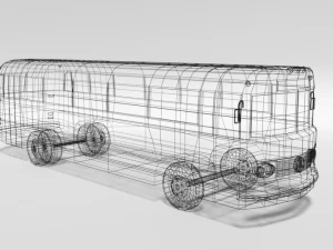 low poly cartoon retro bus 3D Model
