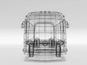 low poly cartoon retro bus 3D Model