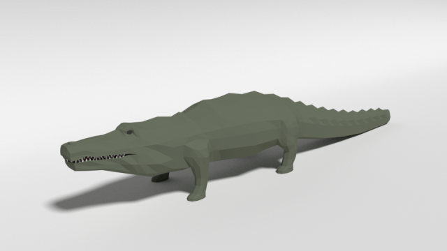 low poly cartoon crocodile 3D Model .c4d .max .obj .3ds .fbx .stl .blend