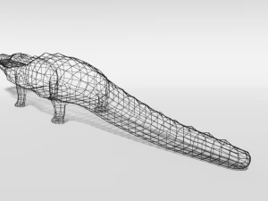 low poly cartoon crocodile 3D Model