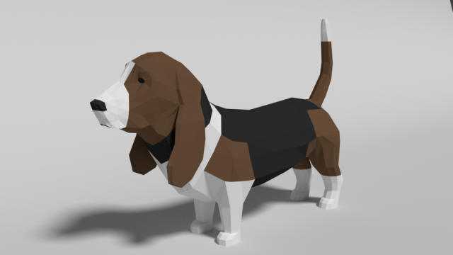 low poly cartoon basset hound dog 3D Model .c4d .max .obj .3ds .fbx .stl .blend