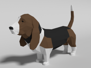 low poly cartoon basset hound dog 3D Model