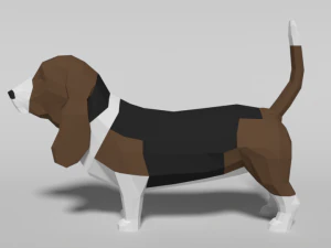 low poly cartoon basset hound dog 3D Model
