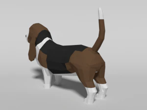 low poly cartoon basset hound dog 3D Model