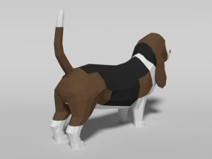 low poly cartoon basset hound dog 3D Model