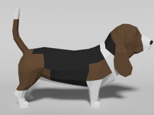 low poly cartoon basset hound dog 3D Model