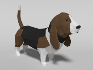 low poly cartoon basset hound dog 3D Model