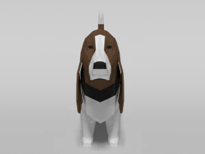 low poly cartoon basset hound dog 3D Model