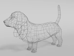 low poly cartoon basset hound dog 3D Model