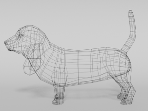 low poly cartoon basset hound dog 3D Модель