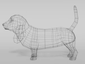 low poly cartoon basset hound dog 3D Model