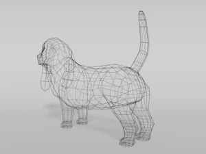 low poly cartoon basset hound dog 3D Model
