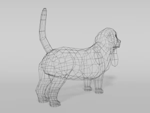 low poly cartoon basset hound dog 3D Model