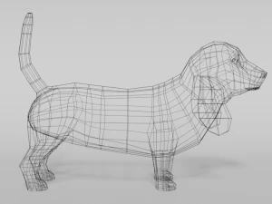 low poly cartoon basset hound dog 3D Model