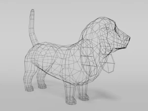 low poly cartoon basset hound dog 3D Model