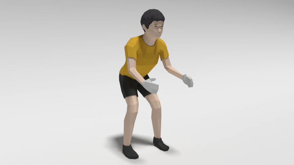 low poly cartoon goalkeeper kid 3D Model .c4d .max .obj .3ds .fbx .stl .blend