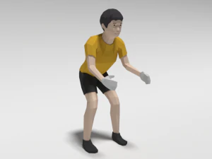 laag poly cartoon keeper kind 3D Model