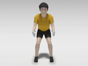 low poly cartoon goalkeeper kid 3D Model