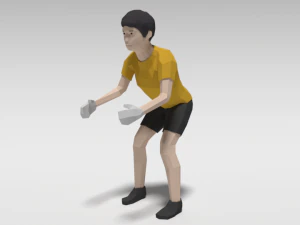 low poly cartoon goalkeeper kid 3D Model