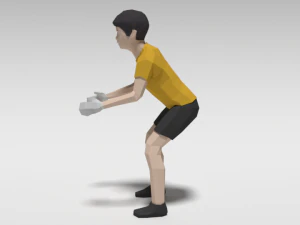 low poly cartoon goalkeeper kid 3D Model