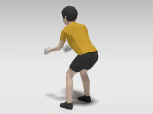 low poly cartoon goalkeeper kid 3D Model