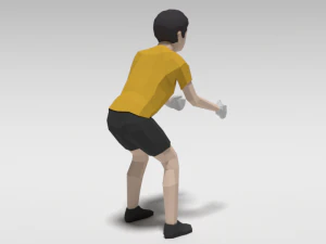 low poly cartoon goalkeeper kid 3D Model
