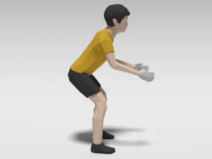 low poly cartoon goalkeeper kid 3D Model