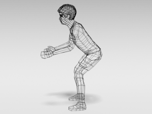 low poly cartoon goalkeeper kid Model 3D