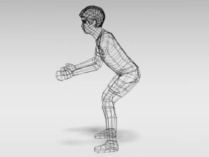 low poly cartoon goalkeeper kid 3D Model
