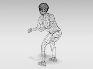low poly cartoon goalkeeper kid 3D Model