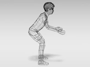 low poly cartoon goalkeeper kid 3D Model