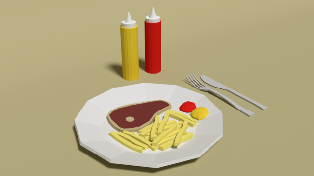low poly cartoon steak meal 3D Model .c4d .max .obj .3ds .fbx .stl .blend 