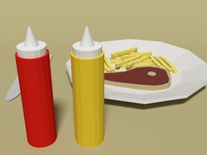 low poly cartoon steak meal 3D Model