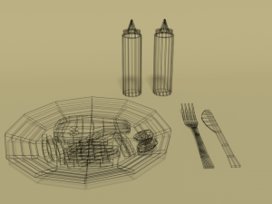 low poly cartoon steak meal 3D Model