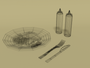 low poly cartoon steak meal 3D Model