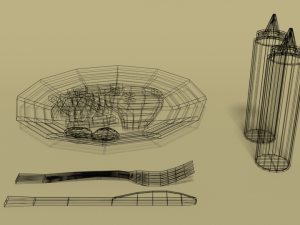 low poly cartoon steak meal 3D Model