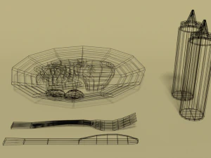 low poly cartoon steak meal 3D Model