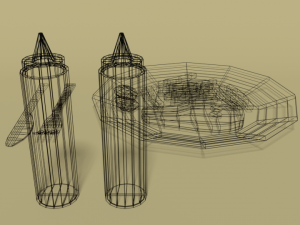 low poly cartoon steak meal 3D Model