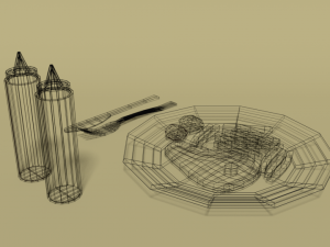 low poly cartoon steak meal 3D Model