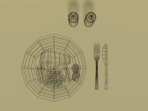 low poly cartoon steak meal 3D Model