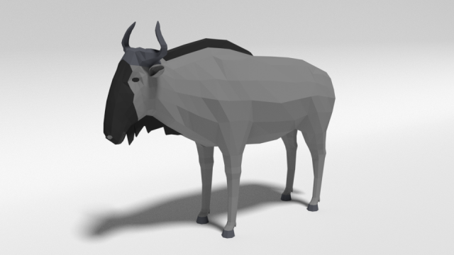 low poly cartoon gnu wildebeest antelope 3Dモデル .c4d .max .obj .3ds .fbx .stl .blend 