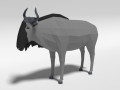 Low Poly Cartoon Gnu Wildebeest Antelope 3D Model