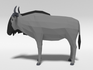 low poly cartoon gnu wildebeest antelope 3Dモデル
