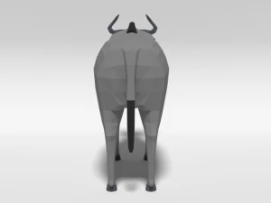 low poly cartoon gnu wildebeest antelope 3D Model