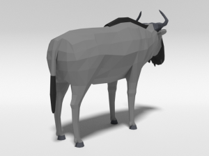 low poly cartoon gnu wildebeest antelope 3Dモデル