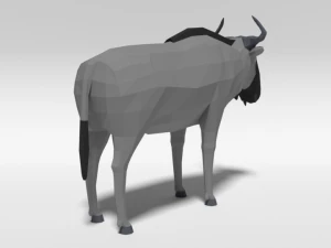 low poly cartoon gnu wildebeest antelope 3D Model