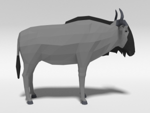 low poly cartoon gnu wildebeest antelope 3Dモデル