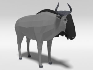 low poly cartoon gnu wildebeest antelope 3Dモデル