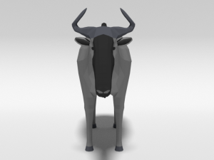 low poly cartoon gnu wildebeest antelope 3Dモデル