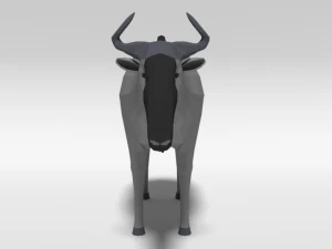 low poly cartoon gnu wildebeest antelope 3D Model